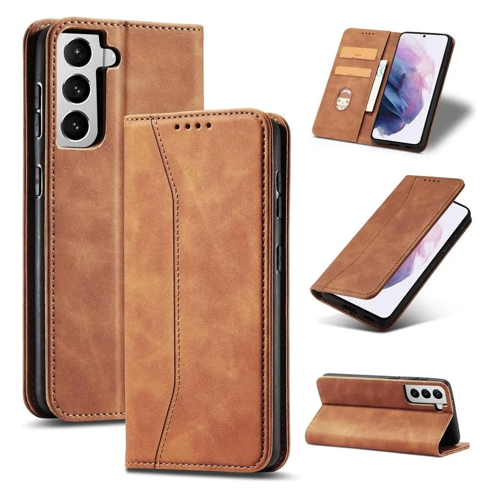 König Design Hülle Handy Schutz für Samsung Galaxy S21 Plus Case Flip Cover Tasche Etui Braun (Samsung Galaxy S21+)