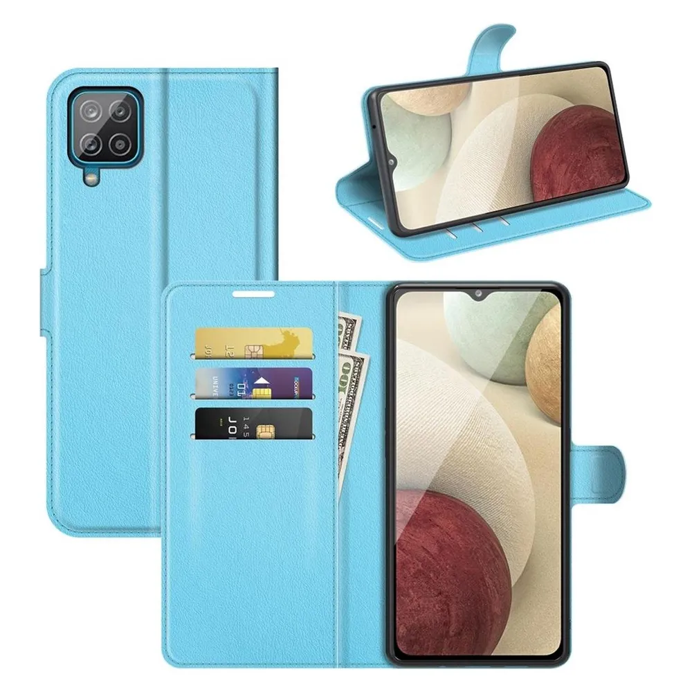 König Design Hülle Handy Schutz für Samsung Galaxy A22 4G Case Flip Cover Tasche Etuis Blau