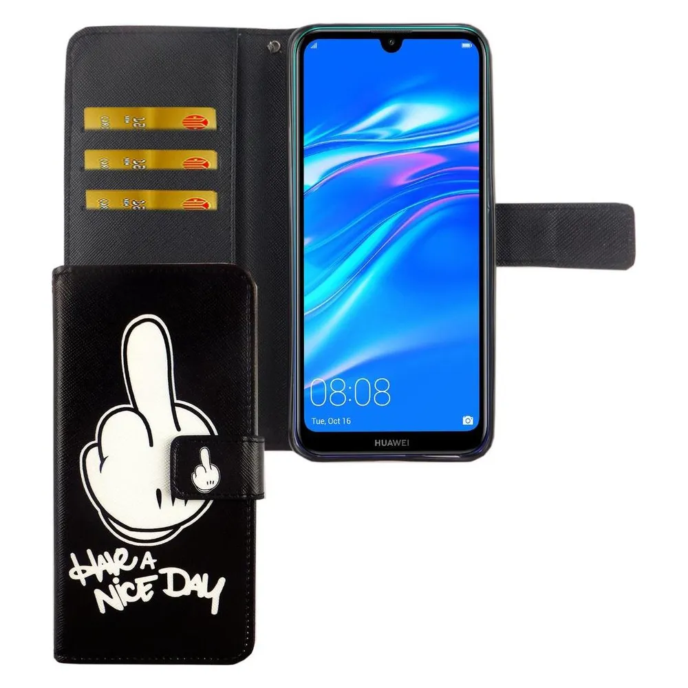 König Design Hülle Handy Schutz für Huawei Y7 (2019) Case Cover Tasche Wallet Etui Handyhülle (Huawei Y7 (2019))