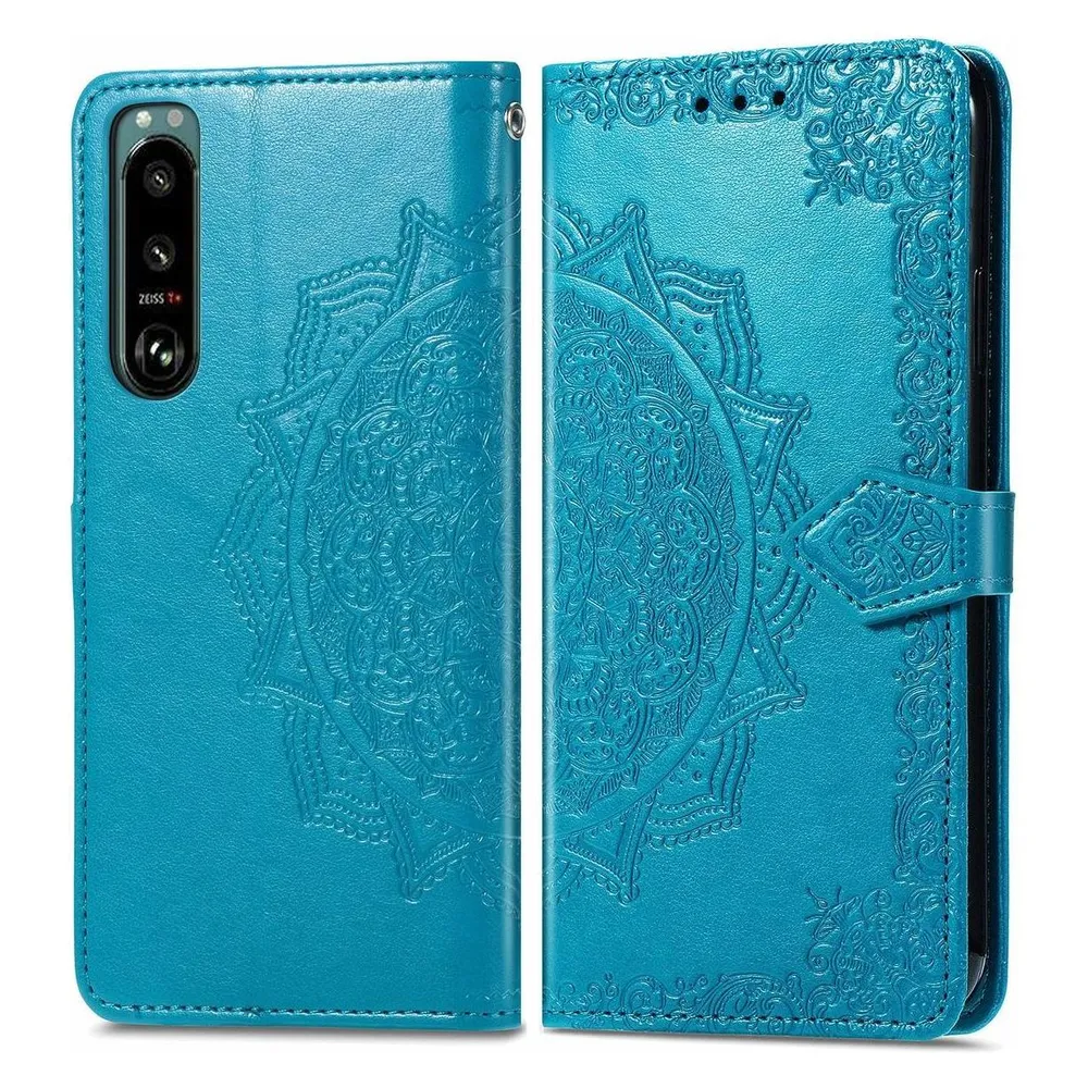 König Design Hülle Handy Schutz für Sony Xperia 5 III Case Cover Tasche Etuis Bumper Blau Neu