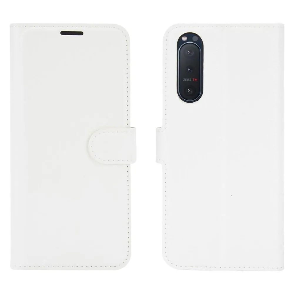 König Design Hülle Handy Schutz für Sony Xperia 5 II Case Flip Cover Tasche Etuis Bumper Weiss