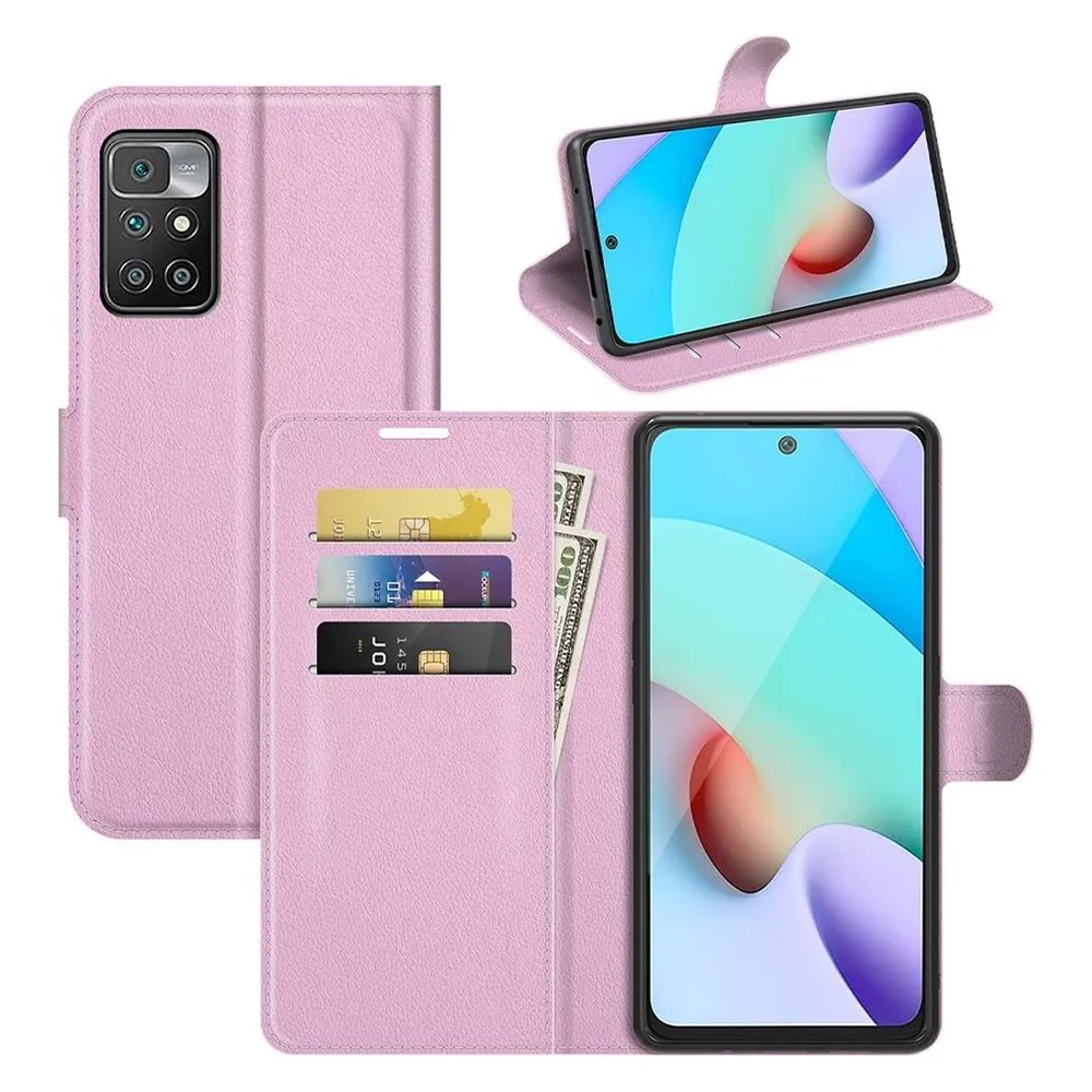 König Design Hülle Handy Schutz für Xiaomi Redmi 10 Case Flip Cover Tasche Etuis Bumper Rosa (Xiaomi Redmi 10, Xiaomi Redmi 10 Prime)