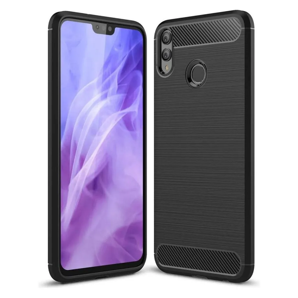 König Design Hülle Handy Schutz für Huawei Honor 8X Case Cover Bumper Carbon Optik Schwarz