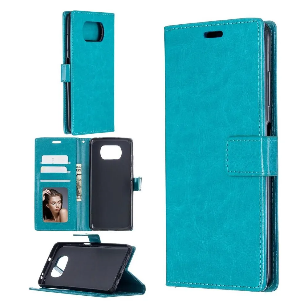 König Design Hülle Handy Schutz für Xiaomi Poco X3 Case Flip Cover Tasche Etuis Bumper Blau (Xiaomi Poco X3)