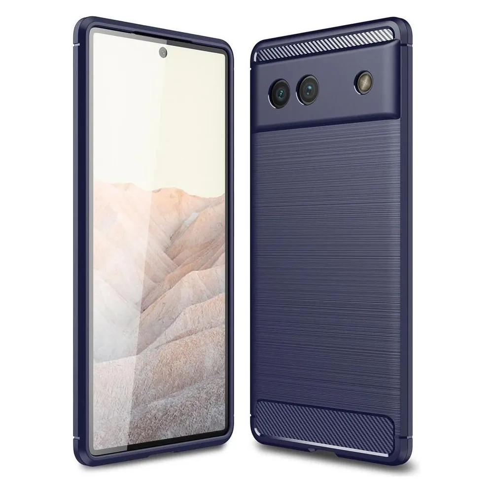 König Design Hülle Handy Schutz für Google Pixel 6a Case Cover Bumper Carbon Optik Etuis Neu (Google Pixel 6a)