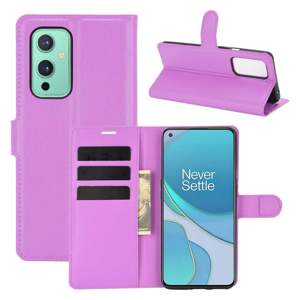 König Design Hülle Handy Schutz für OnePlus 9 Case Flip Cover Tasche Etuis Bumper Violett Neu (OnePlus 9)