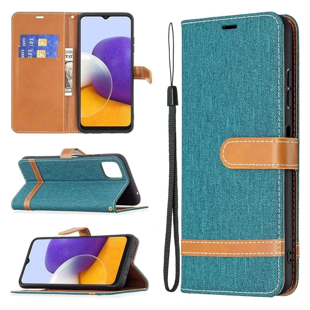 König Design Hülle Handy Schutz für Samsung Galaxy A22 5G Case Cover Tasche Etui Bumper Grün (Samsung Galaxy A22 5G)