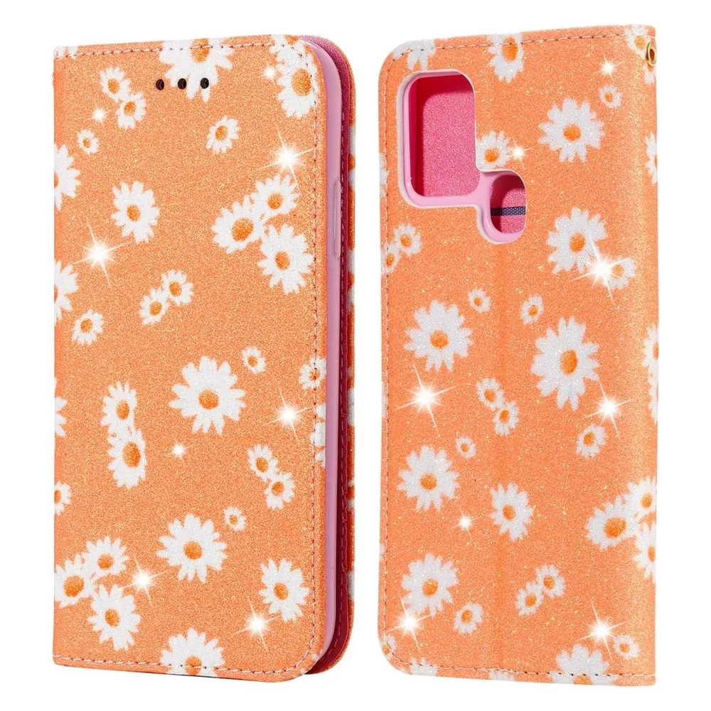 König Design Hülle Handy Schutz für Samsung Galaxy A21s Case Flip Cover Tasche Etuis Orange