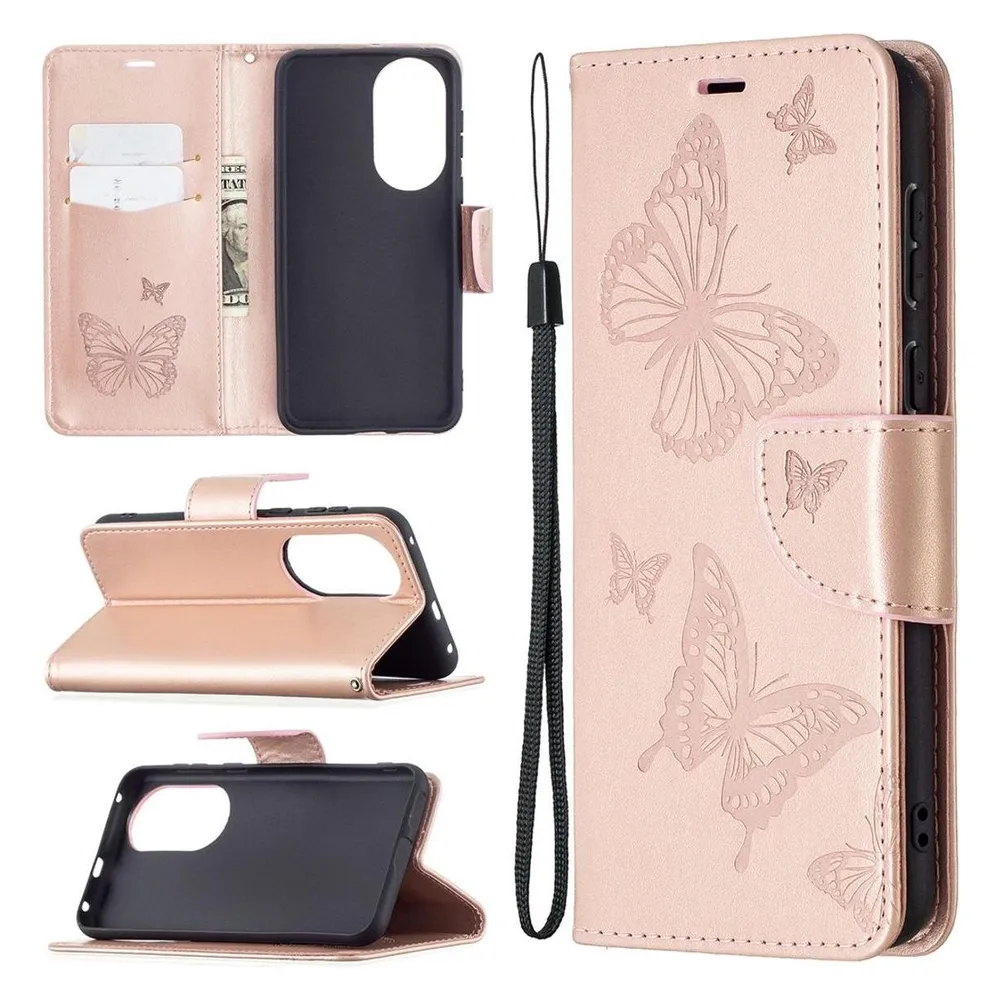 König Design Hülle Handy Schutz für Huawei P50 Case Flip Cover Tasche Etuis Bumper Rosa Neu (Huawei P50)