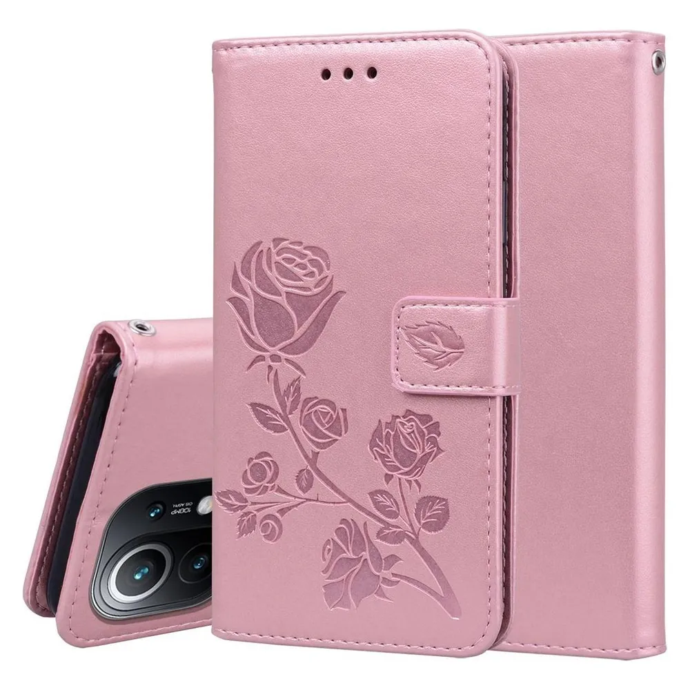 König Design Hülle Handy Schutz für Xiaomi Mi 11 Lite Case Flip Cover Tasche Etui Bumper Rosa (Xiaomi Mi 11 Lite)