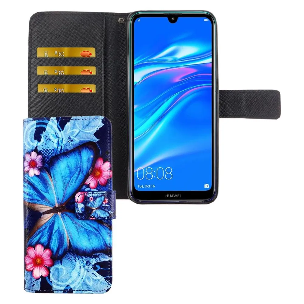König Design Hülle Handy Schutz für Huawei Y7 (2019) Case Cover Tasche Wallet Etui Handyhülle (Huawei Y7 (2019))