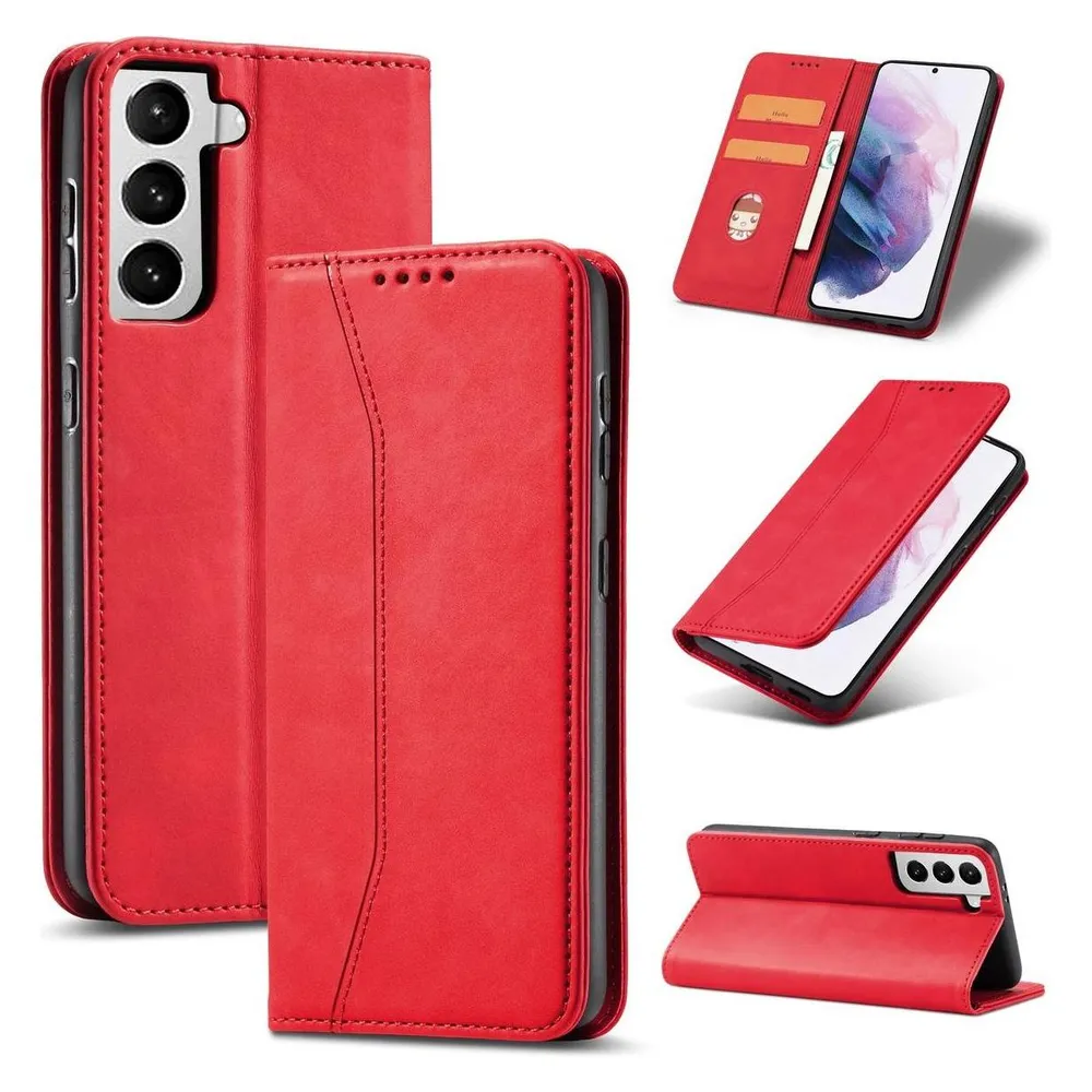 König Design Hülle Handy Schutz für Samsung Galaxy S21 Case Flip Cover Tasche Etui Bumper Rot (Samsung Galaxy S21)