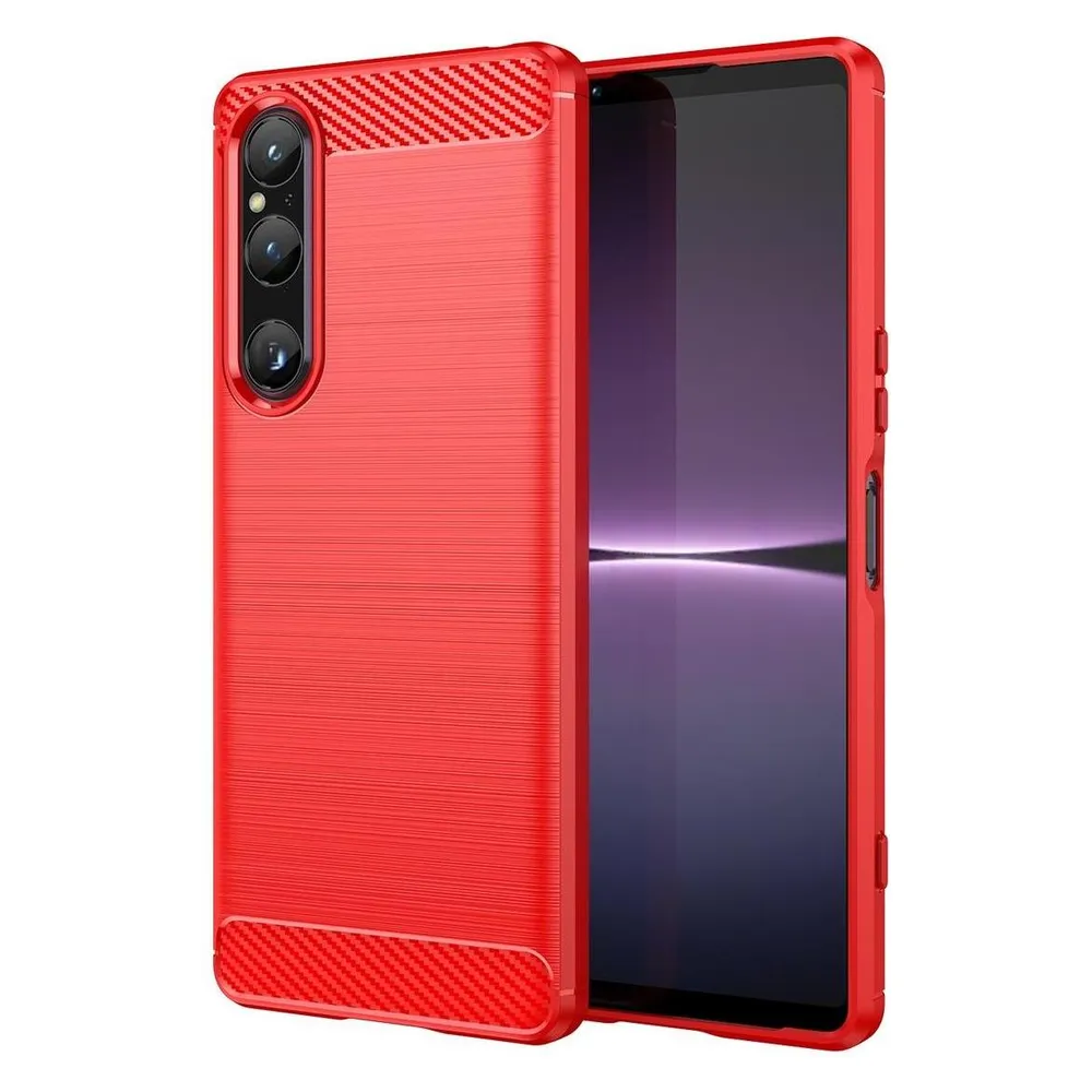 König Design Hülle Handy Schutz für Sony Xperia 1 V Case Cover Etuis Bumper Carbon Schale Neu (Sony Xperia 1 V)
