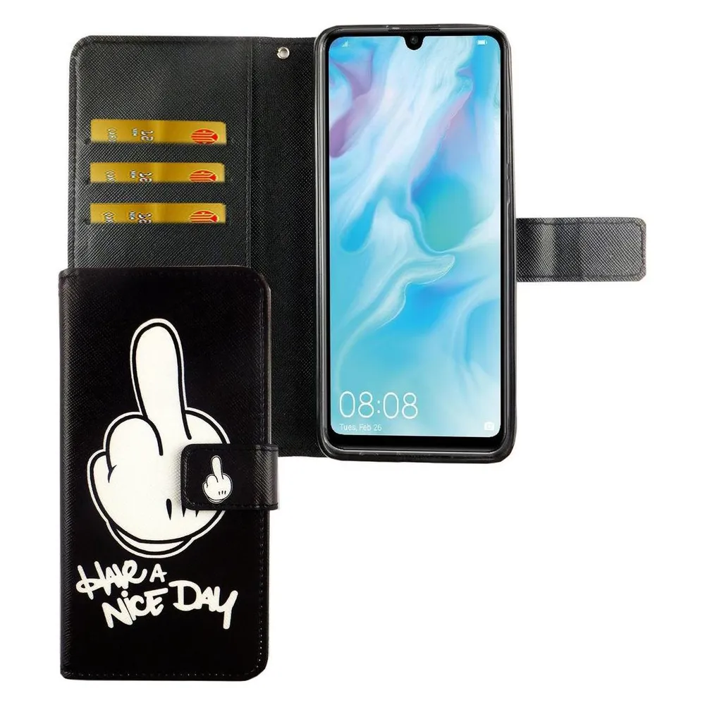 König Design Hülle Handy Schutz für Huawei P30 Lite Case Cover Tasche Wallet Etui Handyhülle (Huawei P30 Lite)