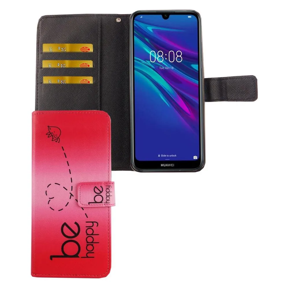 König Design Hülle Handy Schutz für Huawei Y6 (2019) Case Cover Tasche Wallet Etui Handyhülle (Huawei Y6 (2019))