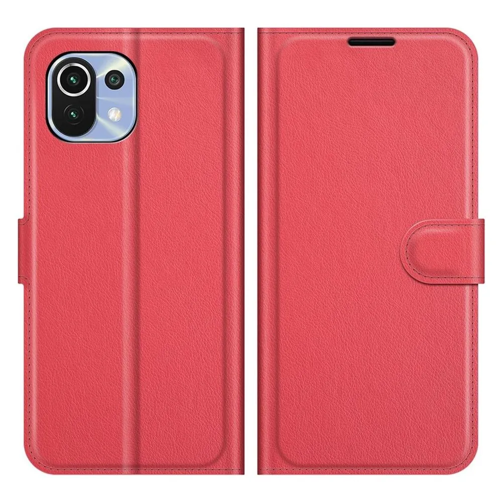 König Design Hülle Handy Schutz für Xiaomi Mi 11 Lite Case Flip Cover Tasche Etuis Schwarz (Xiaomi Mi 11 Lite)
