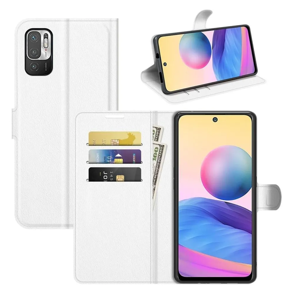 König Design Hülle Handy Schutz für Xiaomi Redmi Note 10 5G Case Flip Cover Tasche Etuis Weiss