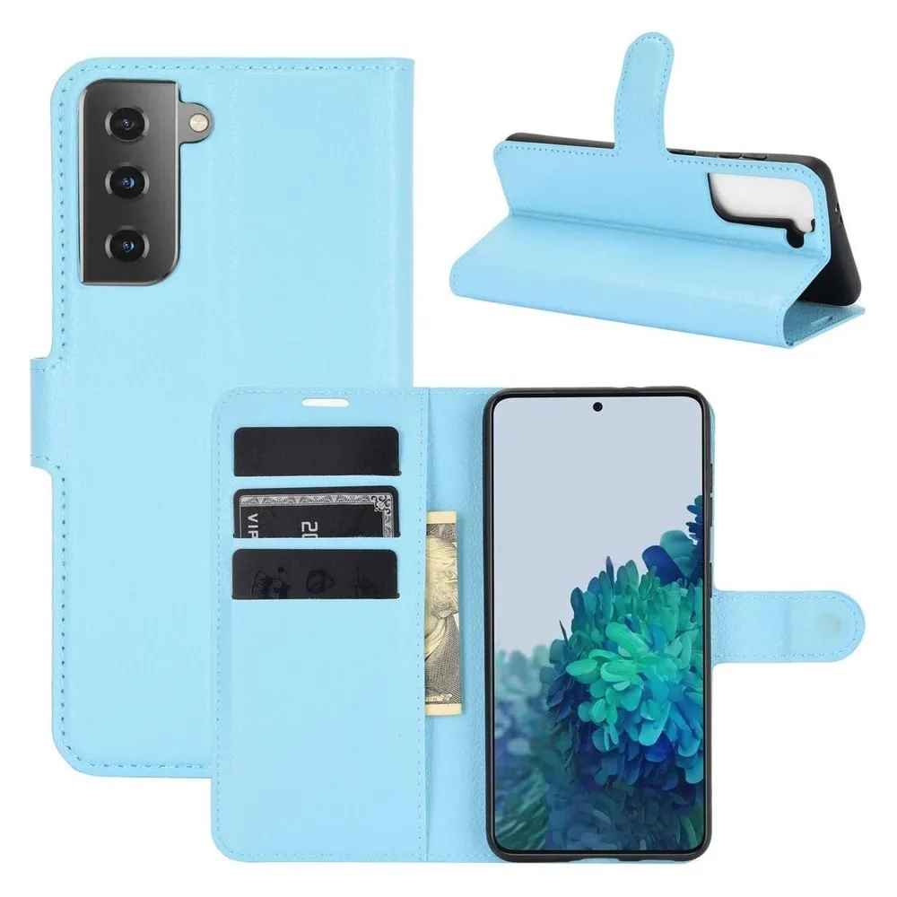 König Design Hülle Handy Schutz für Samsung Galaxy S21 Case Cover Tasche Etuis Bumper Blau (Samsung Galaxy S21)