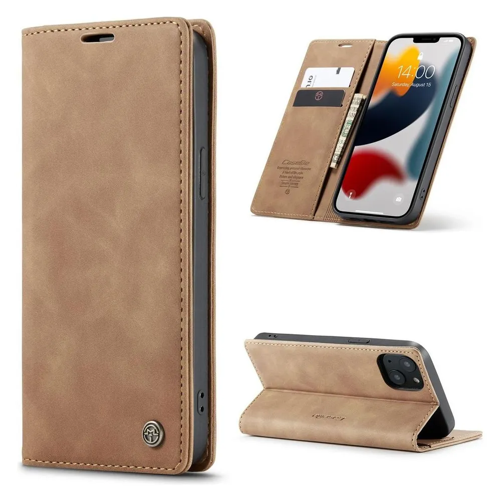 König Design Hülle Handy Schutz für Apple iPhone 13 mini Case Flip Cover Tasche Etuis Braun (Apple iPhone 13 mini)