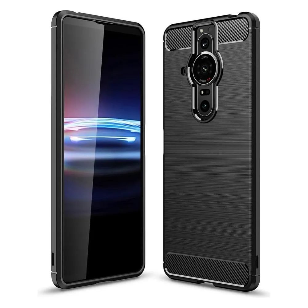 König Design Hülle Handy Schutz Case Cover Tasche Carbon Etuis Bumper Backcover Schale Rahmen (Sony Xperia Pro-I)