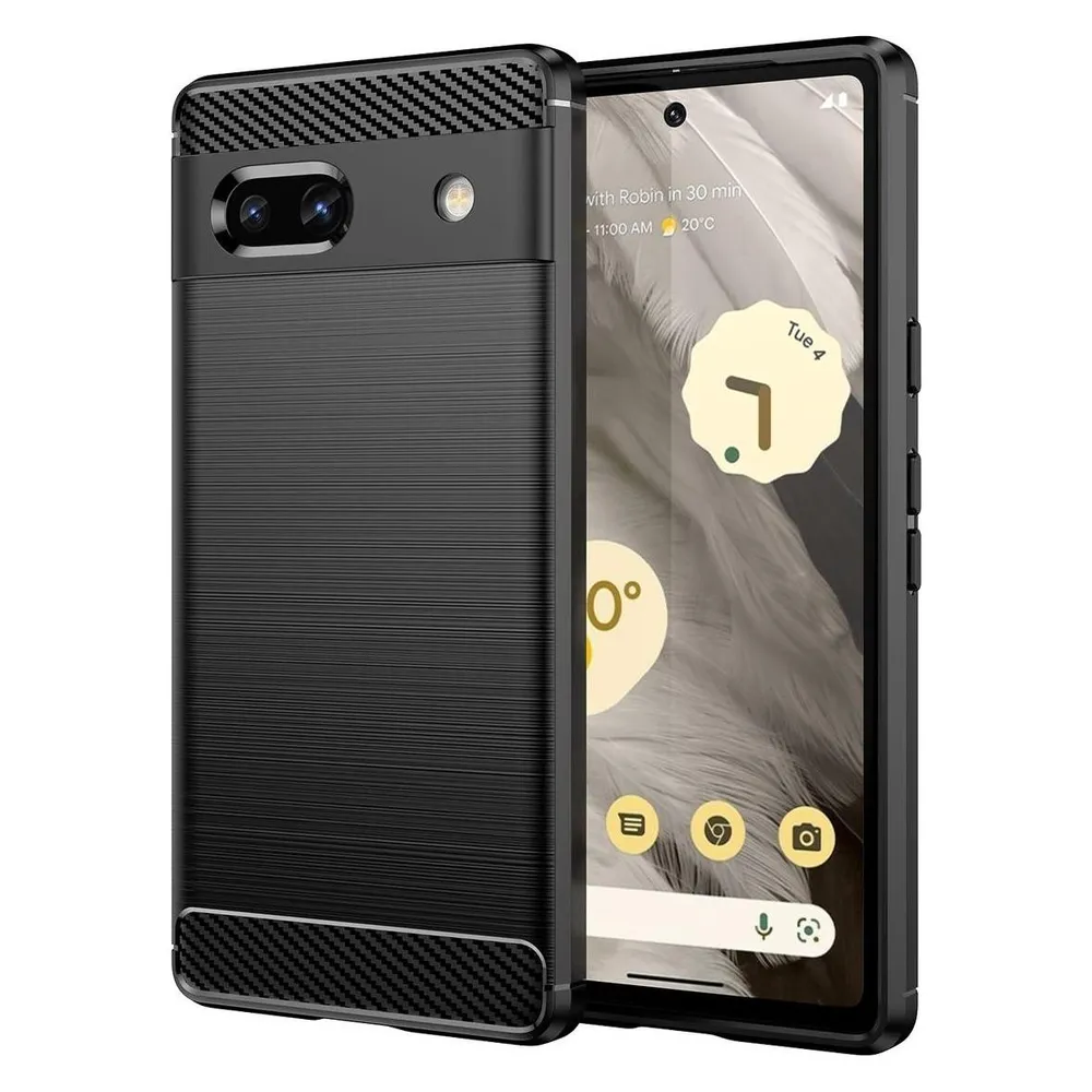 König Design Hülle Handy Schutz für Google Motorola Samsung Xiaomi Case Cover Carbon Optik (Google Pixel 7a)