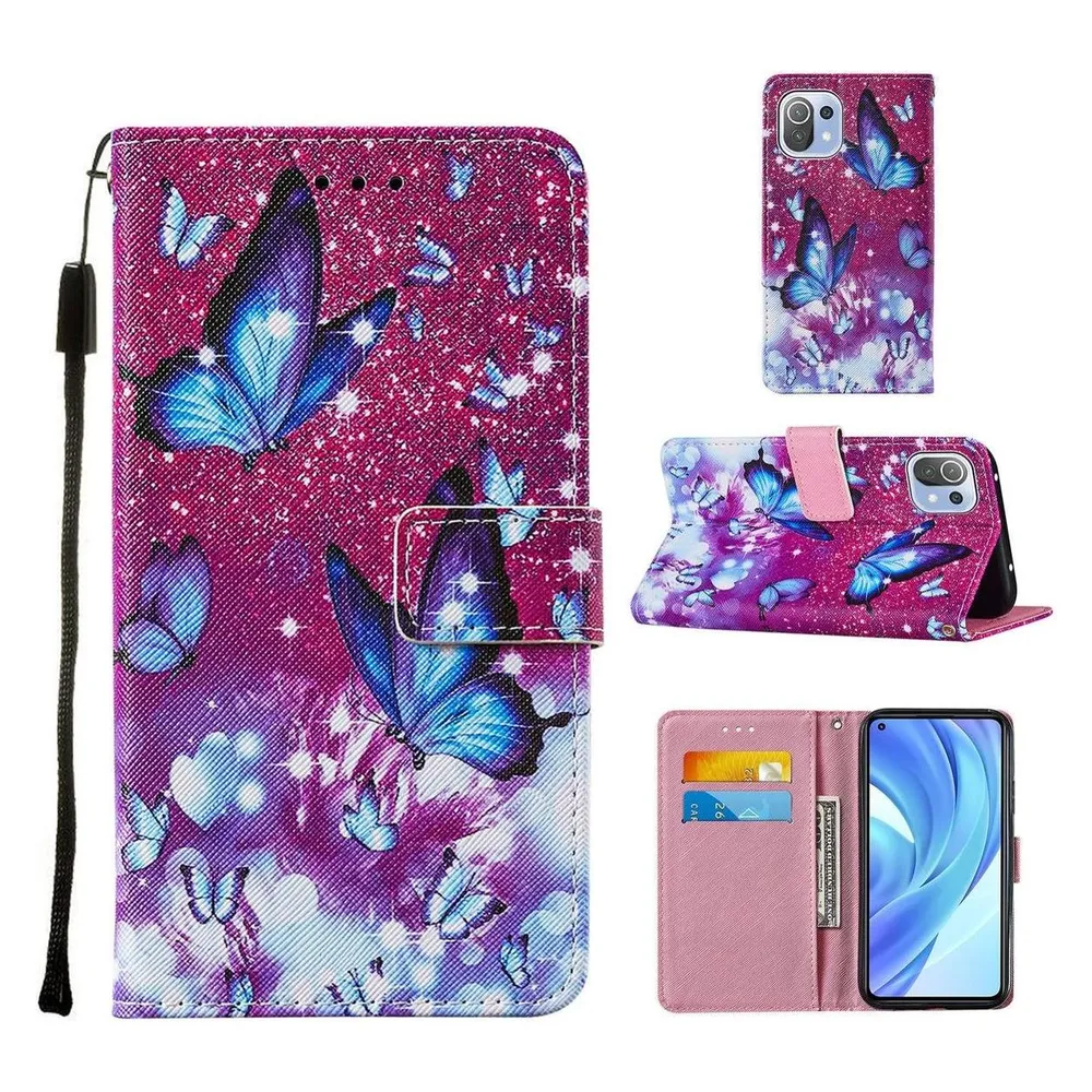 König Design Hülle Handy Schutz für Xiaomi Mi 11 Lite Case Flip Cover Tasche Etuis Violett (Xiaomi Mi 11 Lite)