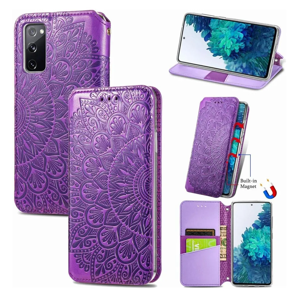 König Design Hülle Handy Schutz für Samsung Galaxy S20 FE Case Flip Cover Tasche Etui Violett