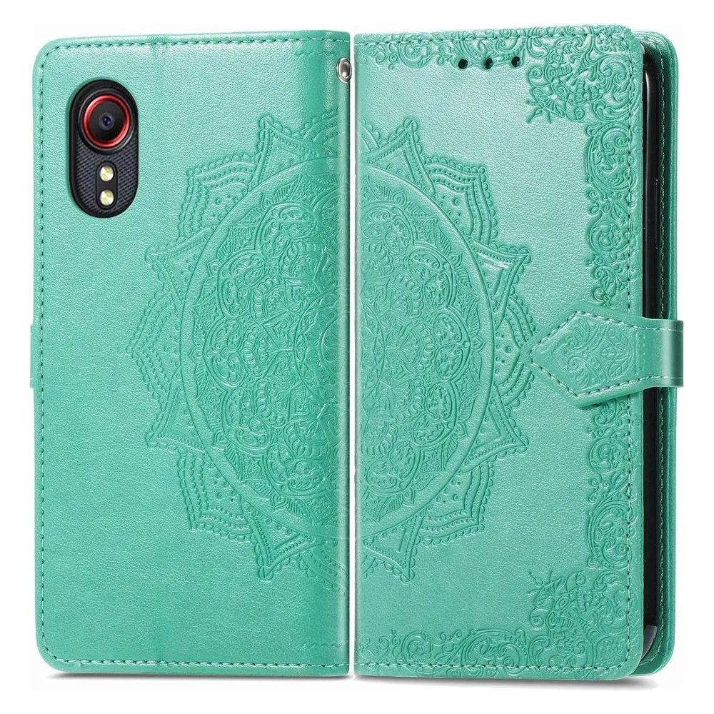 König Design Hülle Handy Schutz für Samsung Galaxy X 5 5s Case Flip Cover Tasche Etuis Grün