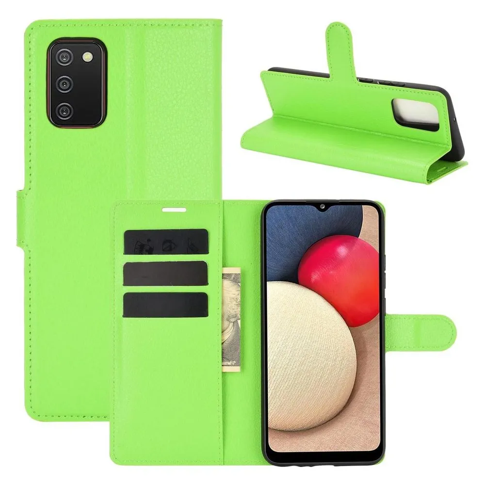 König Design Hülle Handy Schutz für Samsung Galaxy A02s Case Cover Tasche Etuis Bumper Grün