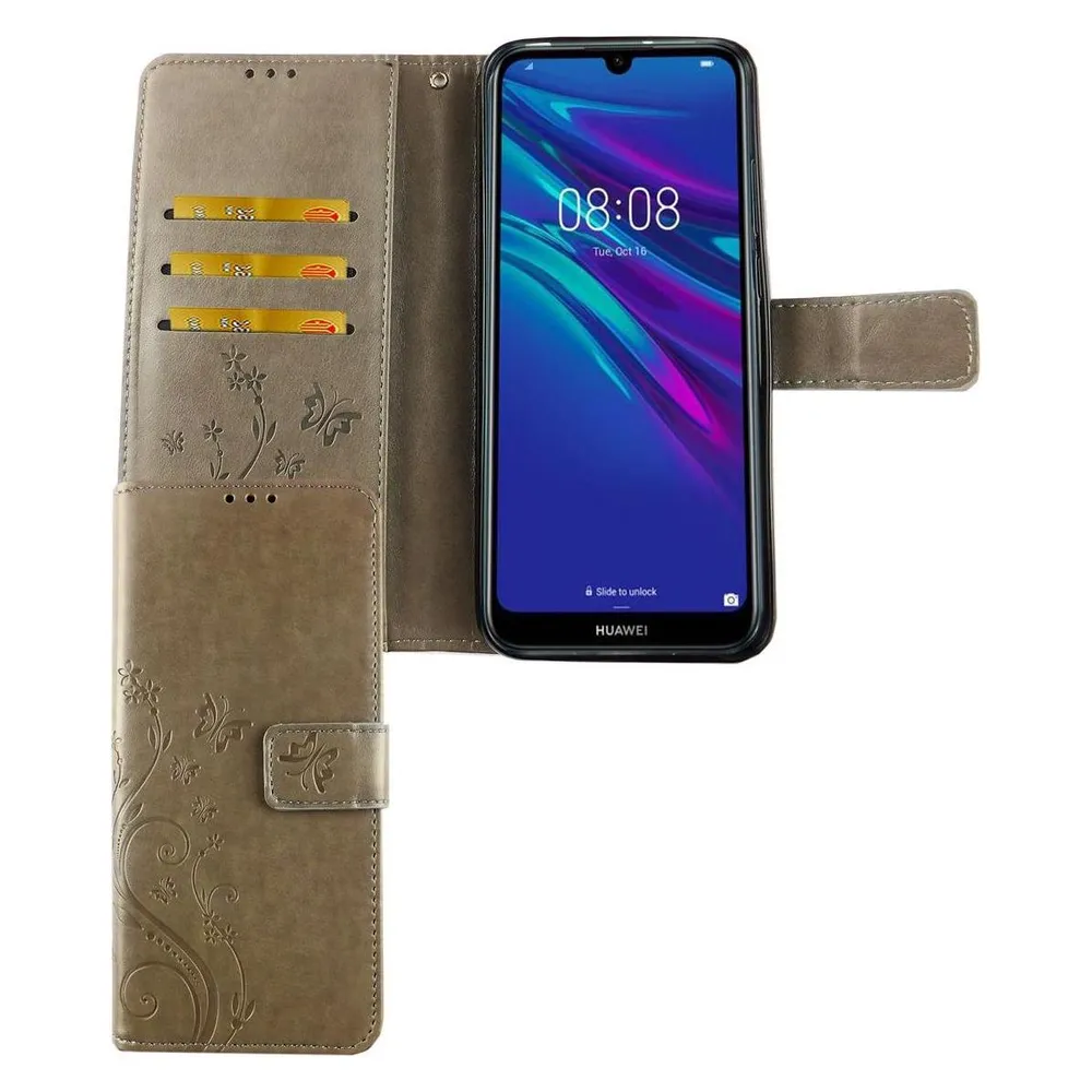 König Design Hülle Handy Schutz für Huawei Y6 (2019) Case Cover Tasche Wallet Etui Handyhülle (Huawei Y6 (2019))