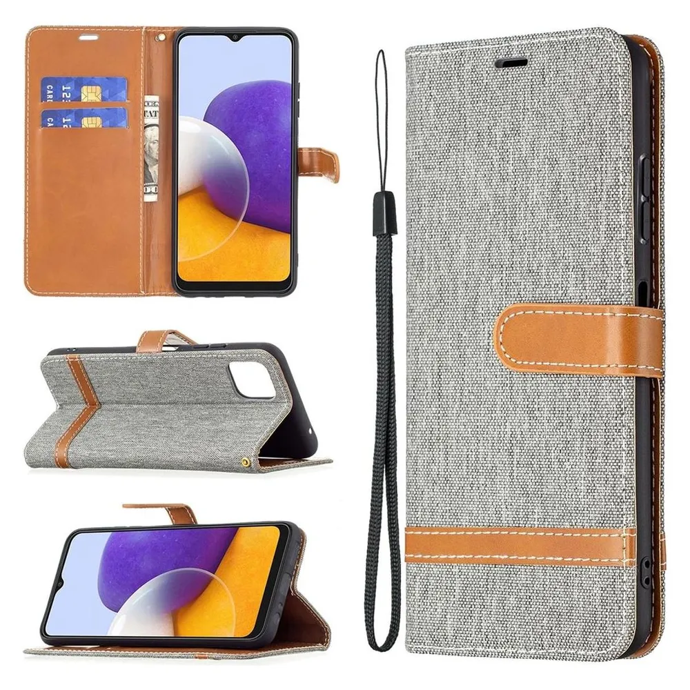 König Design Hülle Handy Schutz für Samsung Galaxy A22 5G Case Cover Tasche Etui Bumper Grau (Samsung Galaxy A22 5G)