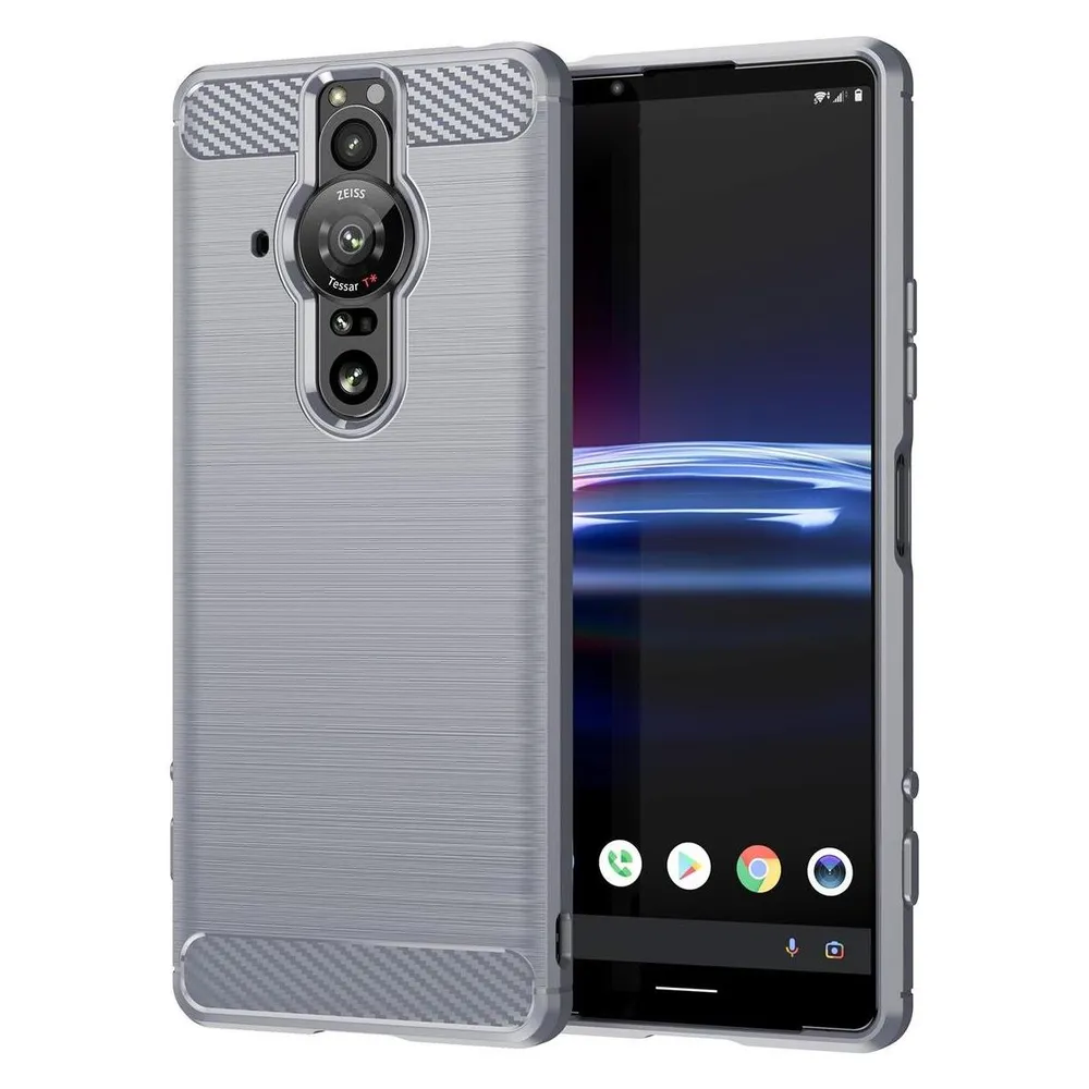 König Design Hülle Handy Schutz für Xiaomi Sony Samsung Case Cover Bumper Carbon Optik Etuis (Sony Xperia Pro-I)