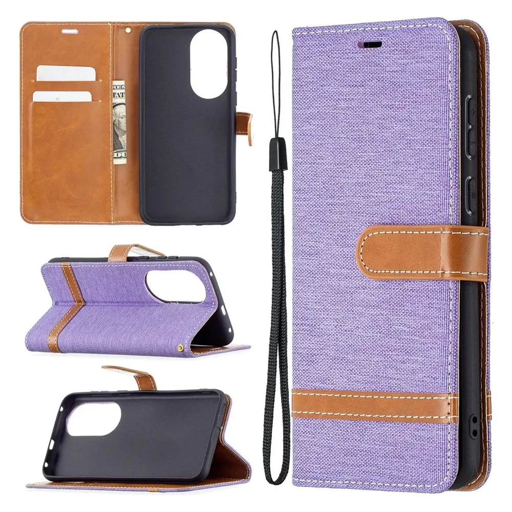König Design Hülle Handy Schutz für Huawei P50 Case Flip Cover Tasche Etuis Bumper Violett (Huawei P50)