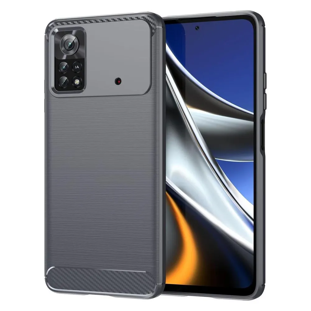 König Design Hülle Handy Schutz für Sony OnePlus Realme Xiaomi Case Cover Bumper Carbon Optik (Xiaomi Poco X4 Pro 5G)