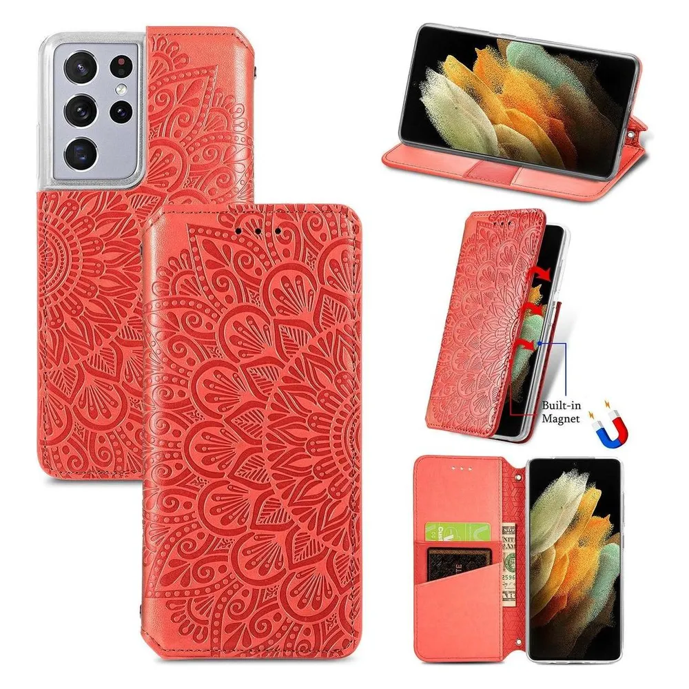 König Design Hülle Handy Schutz für Samsung Galaxy S21 Ultra Case Cover Tasche Etuis Rot Neu (Samsung Galaxy S21 Ultra)