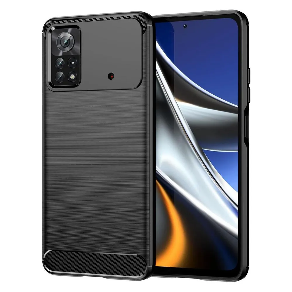 König Design Hülle Handy Schutz für Sony OnePlus Realme Xiaomi Case Cover Bumper Carbon Optik (Xiaomi Poco X4 Pro 5G)