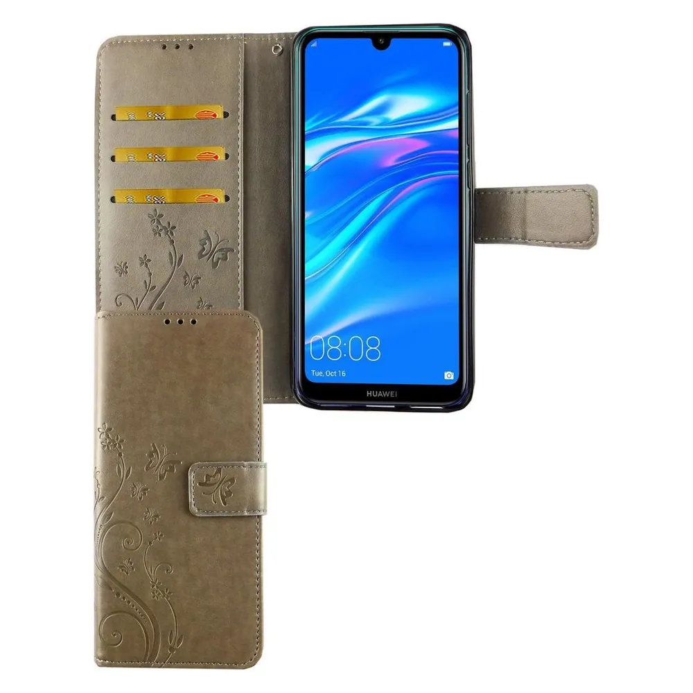 König Design Hülle Handy Schutz für Huawei Y7 (2019) Case Cover Tasche Wallet Etui Handyhülle (Huawei Y7 (2019))