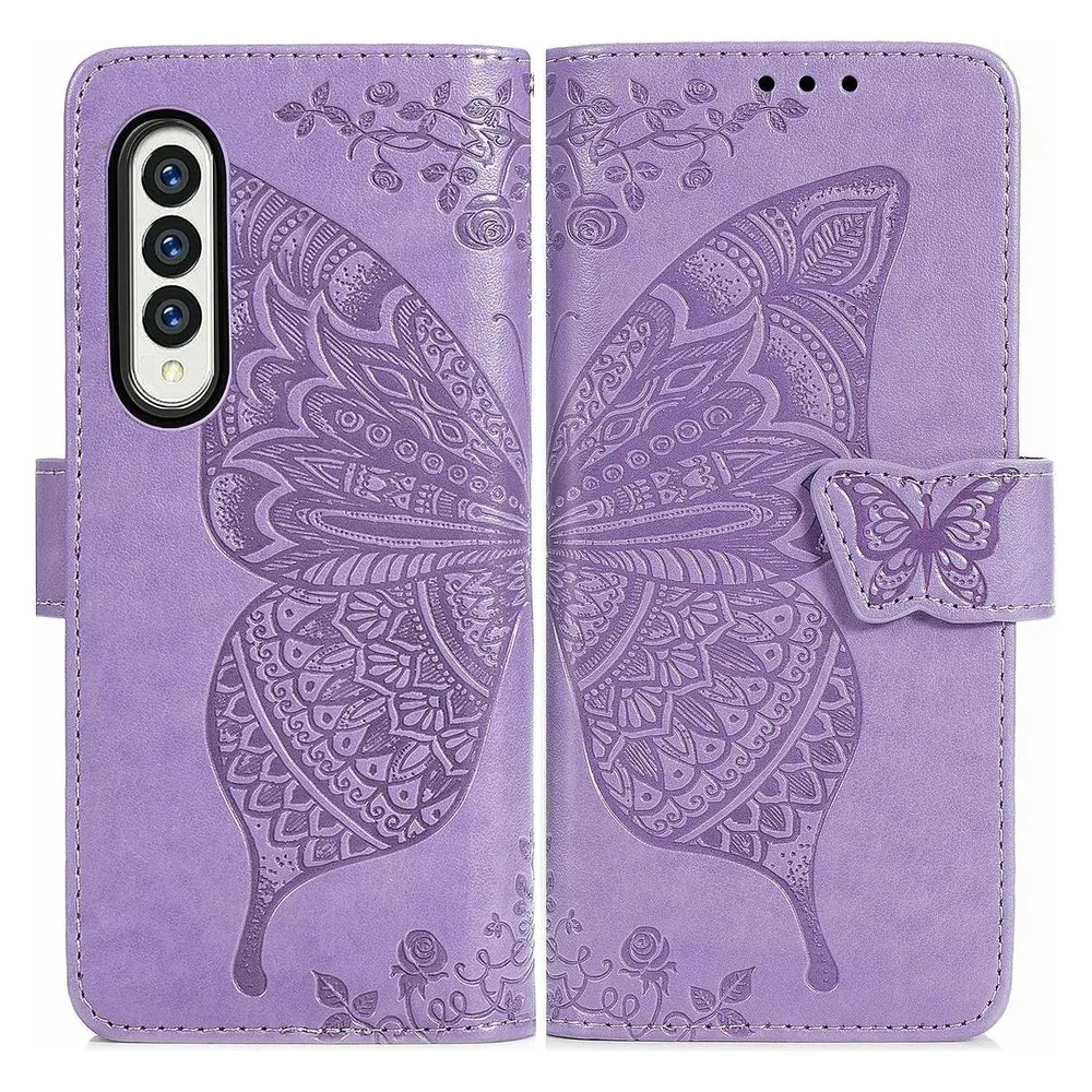 König Design Hülle Handy Schutz für Samsung Galaxy Z Fold3 5G Case Flip Cover Tasche Violett (Samsung Galaxy Z Fold3 5G)