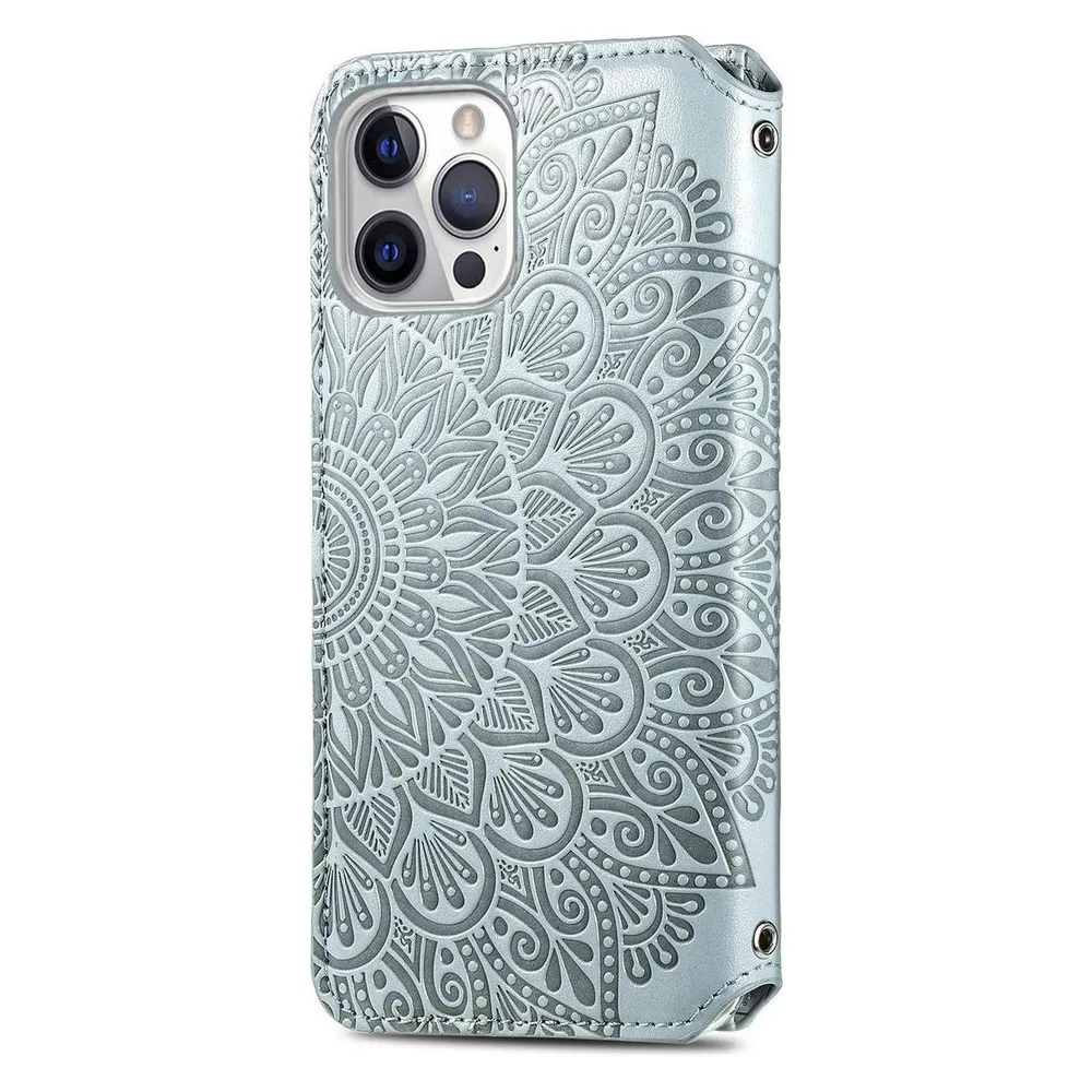 König Design Hülle Handy Schutz für Apple iPhone 12 Pro Case Flip Cover Tasche Etuis Grau Neu