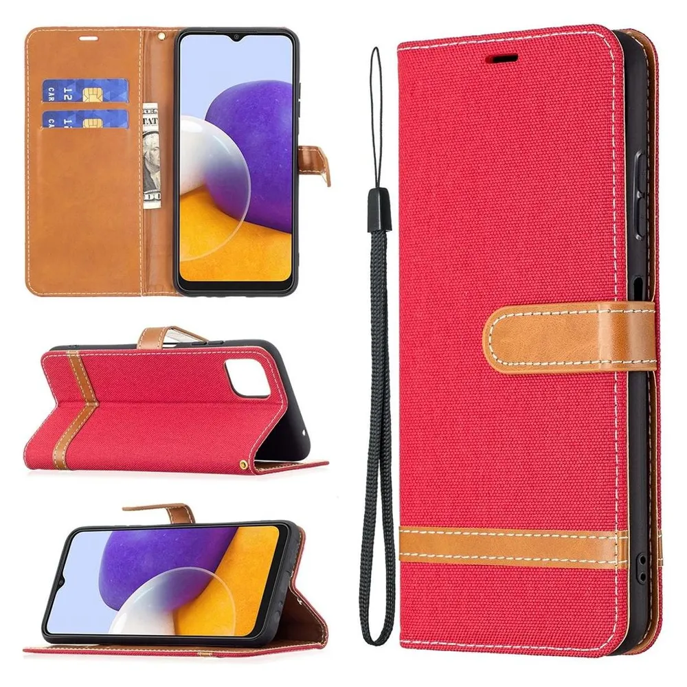 König Design Hülle Handy Schutz für Samsung Galaxy A22 5G Case Cover Tasche Etuis Bumper Rot (Samsung Galaxy A22 5G)