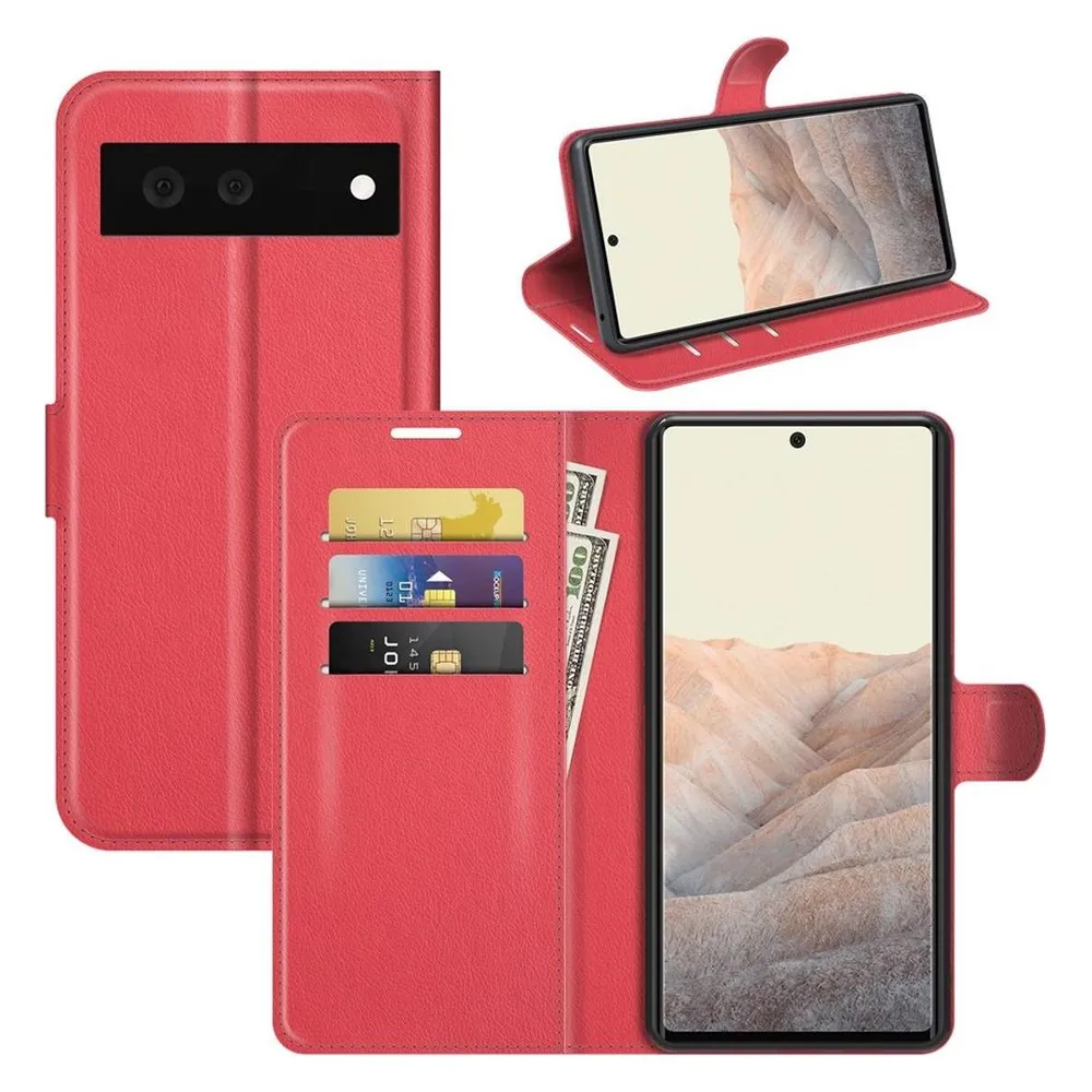 König Design Hülle Handy Schutz für Google Pixel 6 Case Flip Cover Tasche Etuis Bumper Neu (Google Pixel 6a)