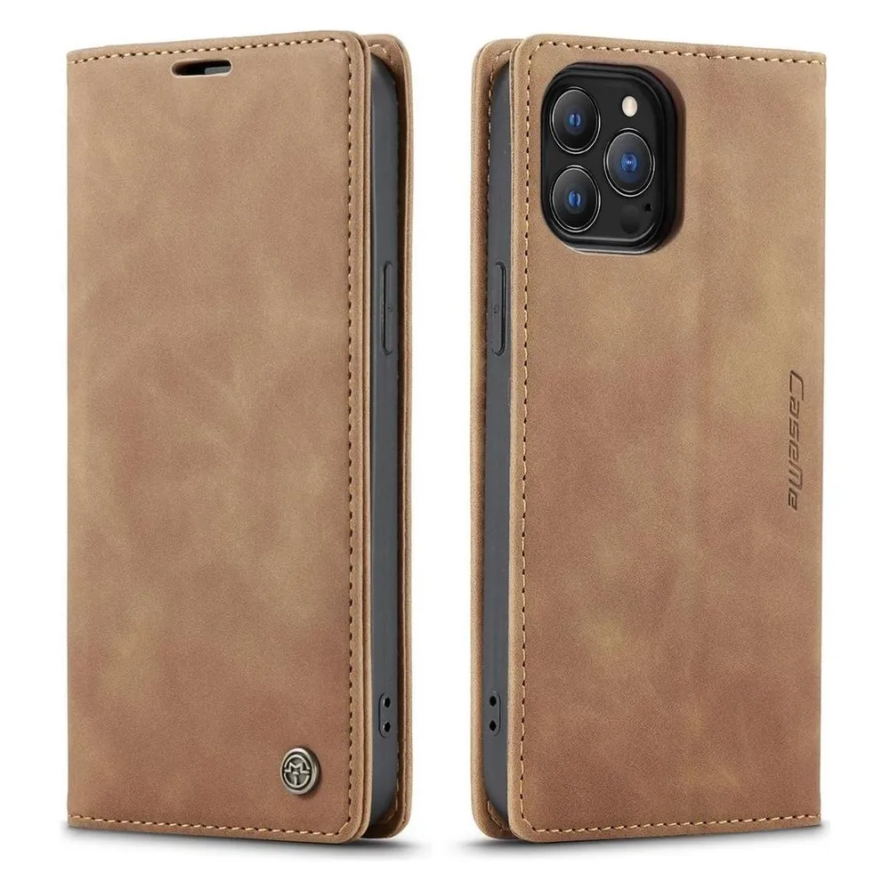 König Design Hülle Handy Schutz für Apple iPhone 13 Pro Max Case Flip Cover Tasche Etui Braun (Apple iPhone 13 Pro Max)