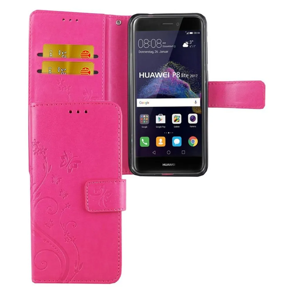 König Design Hülle Handy Schutz für Huawei P8 Lite 2017 Case Cover Tasche Wallet Etui Bumper (Huawei P8 Lite (2017))