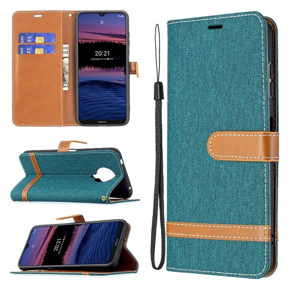 König Design Hülle Handy Schutz für Nokia G10 G20 Case Flip Cover Tasche Etuis Bumper Grün (Nokia G10, Nokia G20)