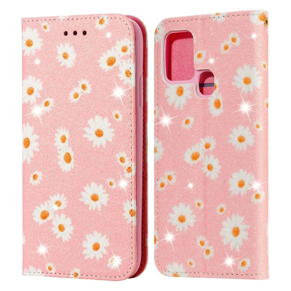 König Design Hülle Handy Schutz für Samsung Galaxy A21s Case Flip Cover Tasche Etuis Rosa Neu
