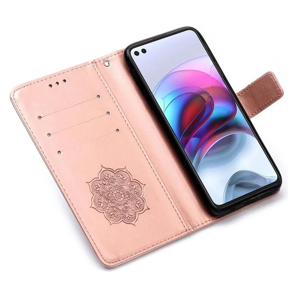 König Design Hülle Handy Schutz für Motorola Moto G100 Case Flip Cover Tasche Etuis Rosa Neu (Motorola Moto G100)