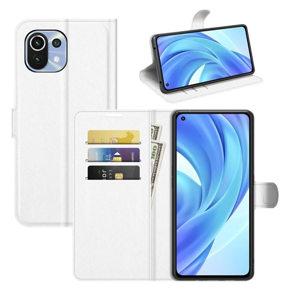 König Design Hülle Handy Schutz für Xiaomi Mi 11 Lite Case Flip Cover Tasche Etuis Schwarz (Xiaomi Mi 11 Lite)