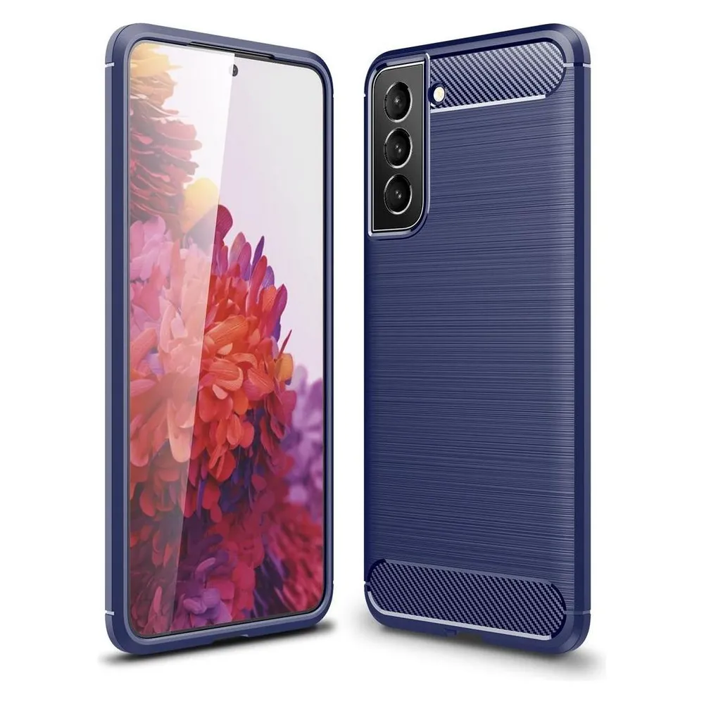 König Design Hülle Handy Schutz Case Cover Tasche Carbon Etuis Bumper Backcover Schale Rahmen (Samsung Galaxy S22 5G)
