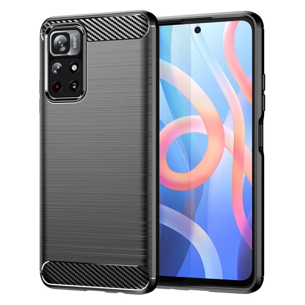 König Design Hülle Handy Schutz für Sony OnePlus Realme Xiaomi Case Cover Bumper Carbon Optik (Xiaomi Poco M4 Pro 5G)