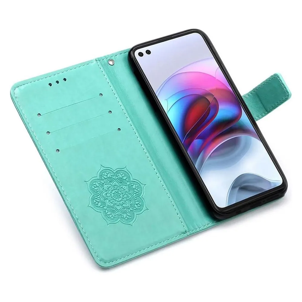 König Design Hülle Handy Schutz für Motorola Moto G100 Case Flip Cover Tasche Etuis Grün Neu